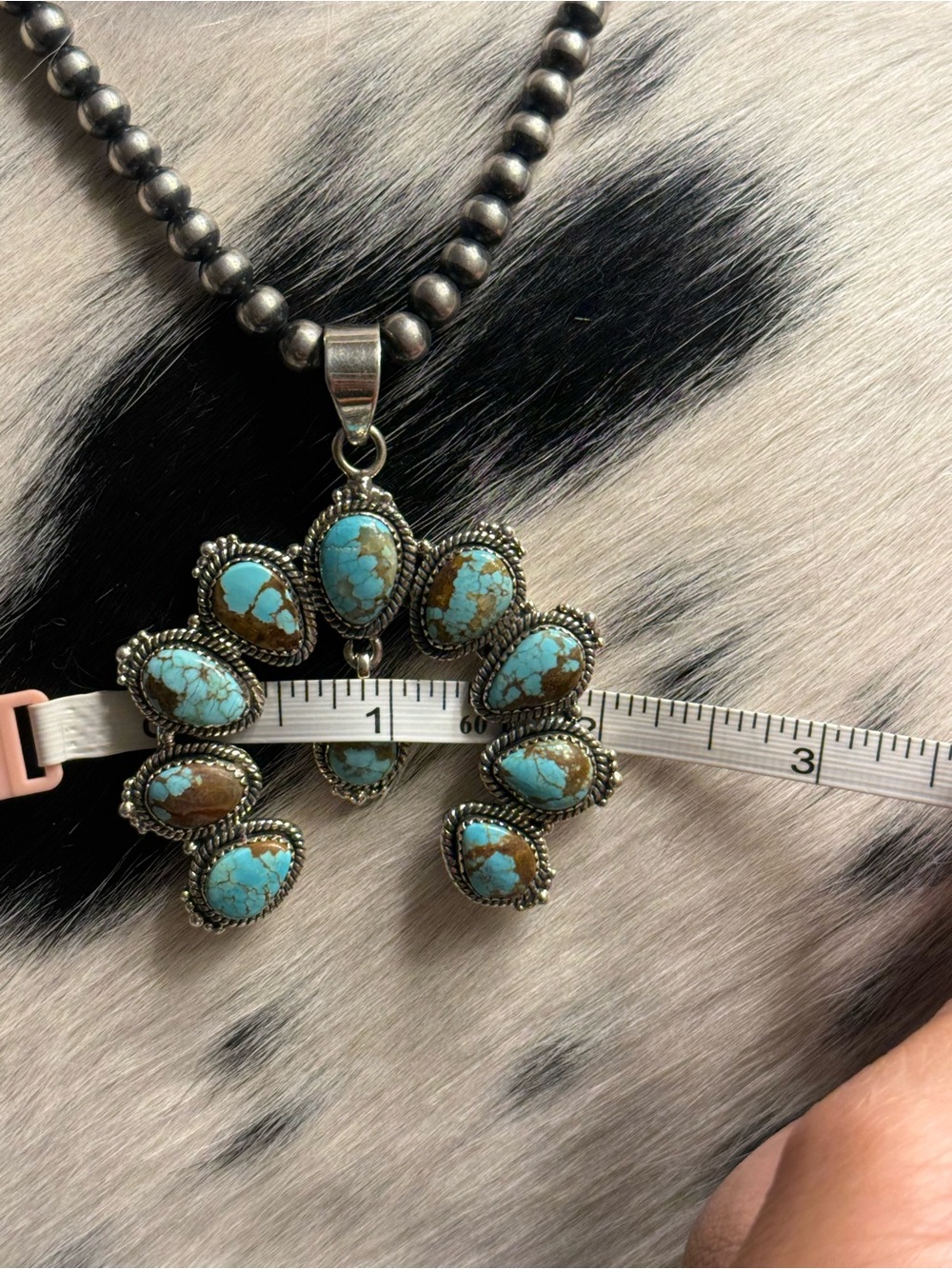 Turquoise Squash Blossom Pendant Necklace Mine 8 (Necklace NOT included) - Picture 6 of 7